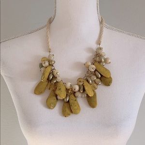 Layered necklace with yellow, gold & ivory beads